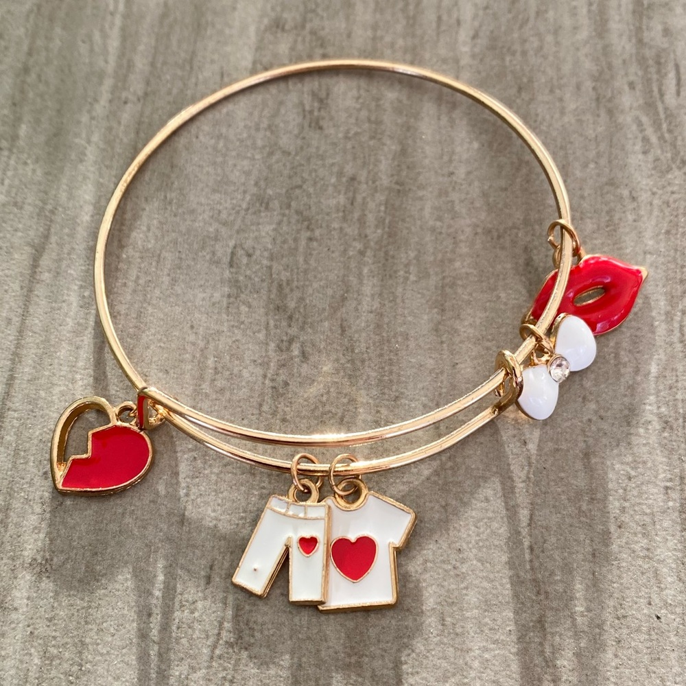 HANDMADE LOVE EXPANDABLE WIRE BANGLE BRACELET